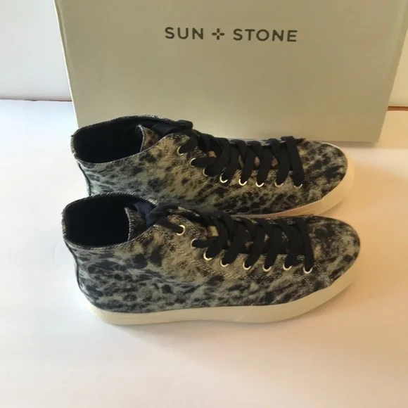 Sun + Stone  Menś High-Top Sneakers Size 9.5M Blue Tie Dye - Picture 8 of 9